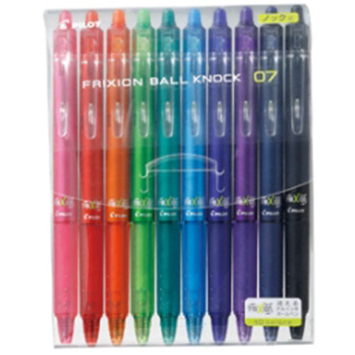 Pilot Ballpoint Pen Frixion Ball Knock - 0.7mm - 10 Color Set - Harajuku Culture Japan - Japanease Products Store Beauty and Stationery