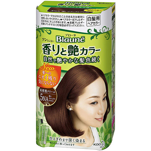 Kao Blaune Fragrance and Gloss Hair Color Cream - 5 Na Deep Natural Brown - Harajuku Culture Japan - Japanease Products Store Beauty and Stationery