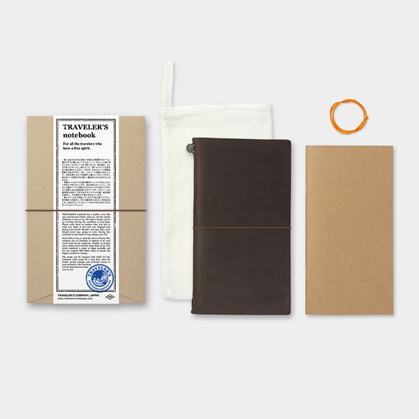 Midori Traveler's Note Book Starter Kit - Regular Size - Brown Leather - Harajuku Culture Japan - Japanease Products Store Beauty and Stationery