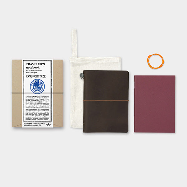 Midori Traveler's Note Book Starter Kit - Passport Size - Brown Leather - Harajuku Culture Japan - Japanease Products Store Beauty and Stationery