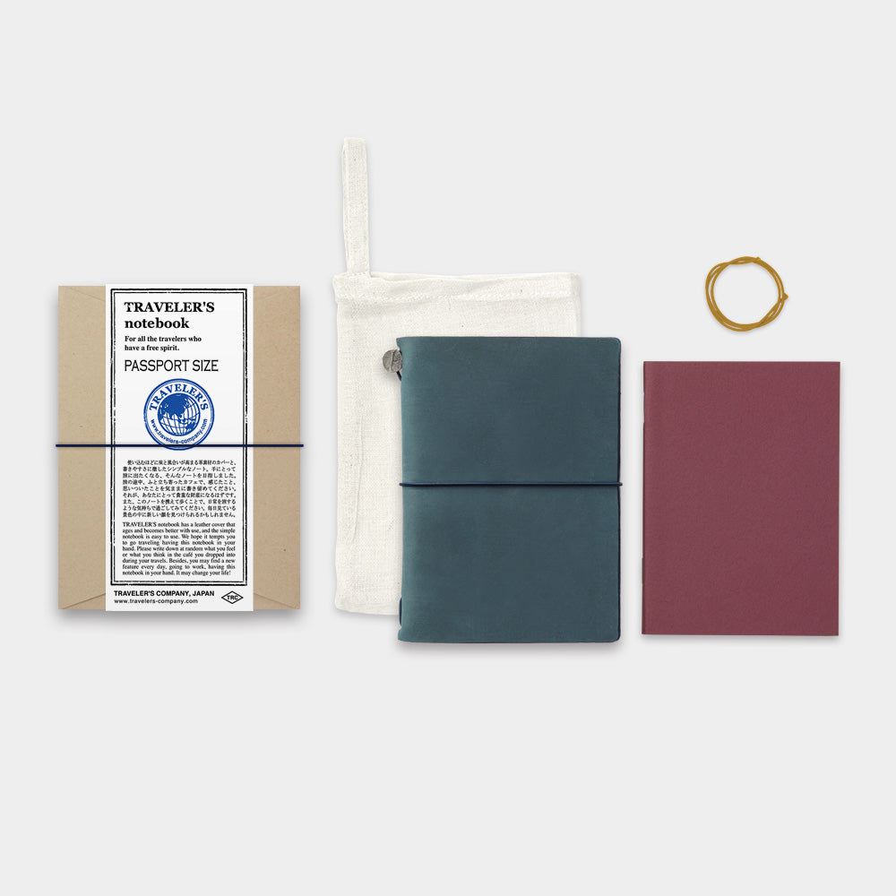 Midori Traveler's Note Book Starter Kit - Passport Size - Blue Leather - Harajuku Culture Japan - Japanease Products Store Beauty and Stationery