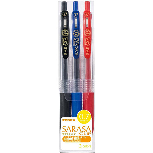 Zebra Sarasa Clip Gel Ballpoint Pen 0.7mm - 3 Color Set - Harajuku Culture Japan - Japanease Products Store Beauty and Stationery