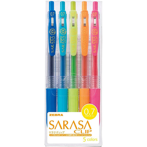 Zebra Sarasa Clip Gel Ballpoint Pen 0.7mm - 5 Color Set - Harajuku Culture Japan - Japanease Products Store Beauty and Stationery