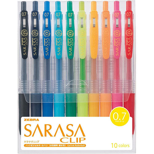 Zebra Sarasa Clip Gel Ballpoint Pen 0.7mm - 10 Color Set - Harajuku Culture Japan - Japanease Products Store Beauty and Stationery