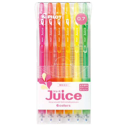 Pilot Ballpoint Pen Juice Fluorescent Color - 0.7mm - 6 Colors Set - Harajuku Culture Japan - Japanease Products Store Beauty and Stationery