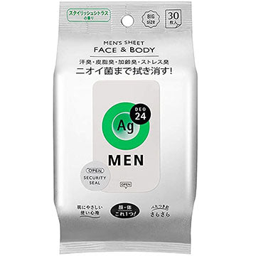 Ag Deo 24 Men's Face & Body Sheet 30 Sheets - Citrus Scent - Harajuku Culture Japan - Japanease Products Store Beauty and Stationery