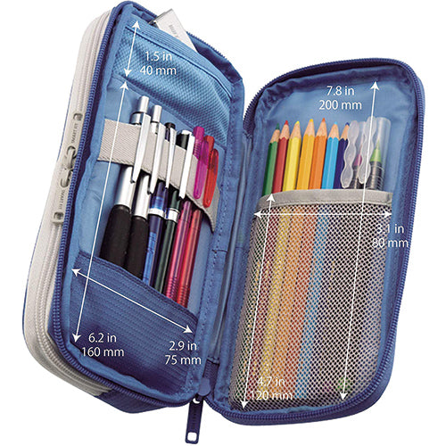 Lihit Lab. A-7661 Smart Fit Bright Label Double Pen Case Big-size - Harajuku Culture Japan - Japanease Products Store Beauty and Stationery