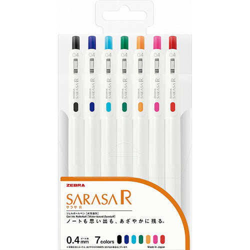 Zebra Sarasa R Gel Ballpoint Pen 0.4mm - 7 Color Set - Harajuku Culture Japan - Japanease Products Store Beauty and Stationery