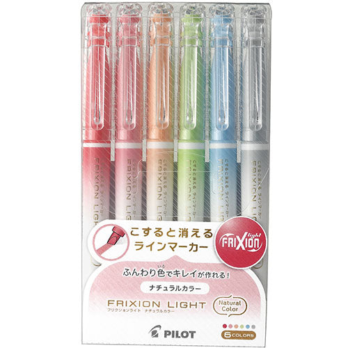 Pilot Highlighter pen Frixion Light Natural Color - 6 Colors Set - Harajuku Culture Japan - Japanease Products Store Beauty and Stationery