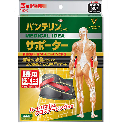 Vantelin Kowa Pain Relief Supporter For The Waist - Pressurized Type - Black - Harajuku Culture Japan - Japanease Products Store Beauty and Stationery