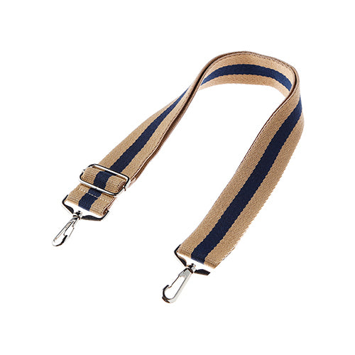 Delfonics Stationery Inner Carrying Shoulder Strap Stripe Wide - BeigexDark Blue - Harajuku Culture Japan - Japanease Products Store Beauty and Stationery