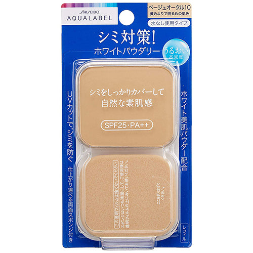 Shiseido Aqualabel White Powdery Foundation Beige Ocher 10 - SPF25 / PA++ - 11.5g - Refill - Harajuku Culture Japan - Japanease Products Store Beauty and Stationery