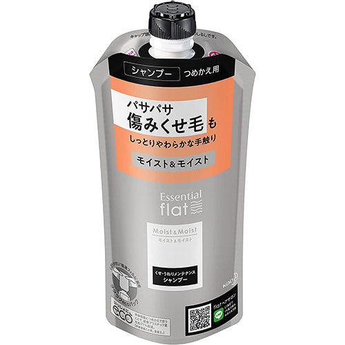 Kao Essential Flat Moist & Moist Shampoo - Refill - 340ml - Harajuku Culture Japan - Japanease Products Store Beauty and Stationery
