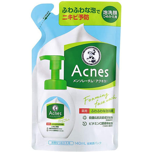 Mentholatum Acnes Foam Face Wash Refil - 140ml - Harajuku Culture Japan - Japanease Products Store Beauty and Stationery
