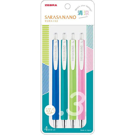 Zebra Sarasa Nano Gel Ballpoint Pen 0.3mm 4 Color Set - Harajuku Culture Japan - Japanease Products Store Beauty and Stationery