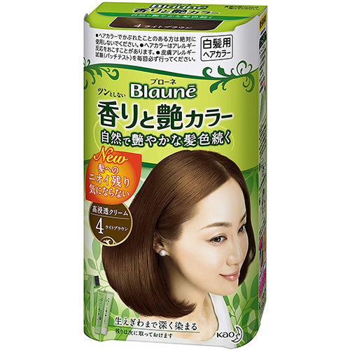 Kao Blaune Fragrance and Gloss Hair Color Cream - 4 Light Brown - Harajuku Culture Japan - Japanease Products Store Beauty and Stationery