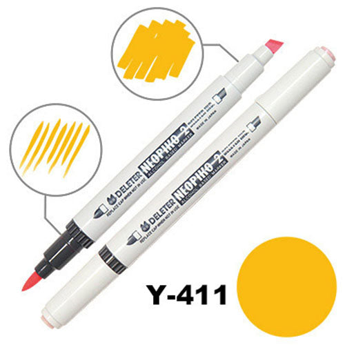 Deleter Alcohol Marker Neopiko 2 - Y-411 Vivid Yellow - Harajuku Culture Japan - Japanease Products Store Beauty and Stationery