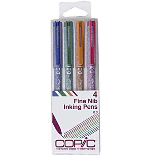 Copic Multiliner Color Ink Marker Set - 0.3 mm (Sepia/Wine/Olive/Cobalt) - Harajuku Culture Japan - Japanease Products Store Beauty and Stationery