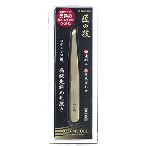 Takumi No Waza Stainless Tweezers Gold Slanting - G-2142 - Harajuku Culture Japan - Japanease Products Store Beauty and Stationery