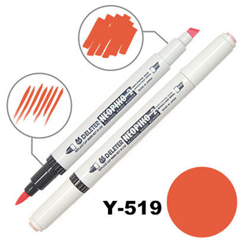 Deleter Alcohol Marker Neopiko 2 - Y-519 Vivid Red - Harajuku Culture Japan - Japanease Products Store Beauty and Stationery
