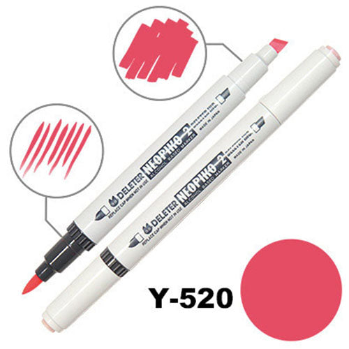 Deleter Alcohol Marker Neopiko 2 - Y-520 Signal Red - Harajuku Culture Japan - Japanease Products Store Beauty and Stationery