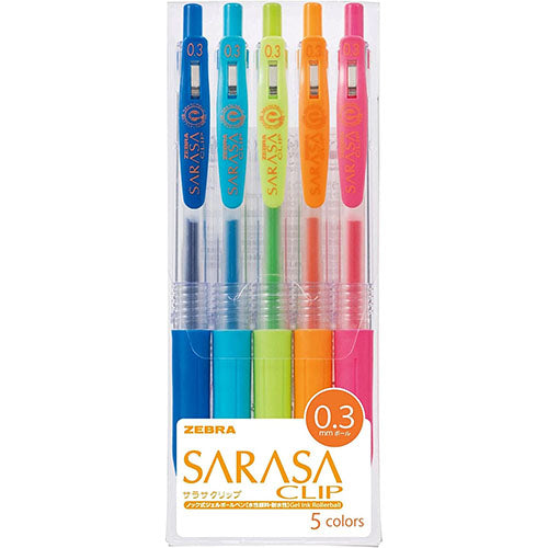 Zebra Sarasa Clip Gel Ballpoint Pen 0.3mm - 5 Color Set - Harajuku Culture Japan - Japanease Products Store Beauty and Stationery