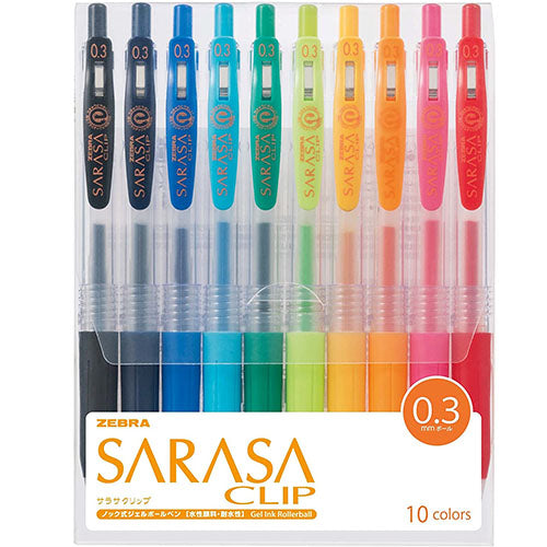 Zebra Sarasa Clip Gel Ballpoint Pen 0.3mm - 10 Color Set - Harajuku Culture Japan - Japanease Products Store Beauty and Stationery