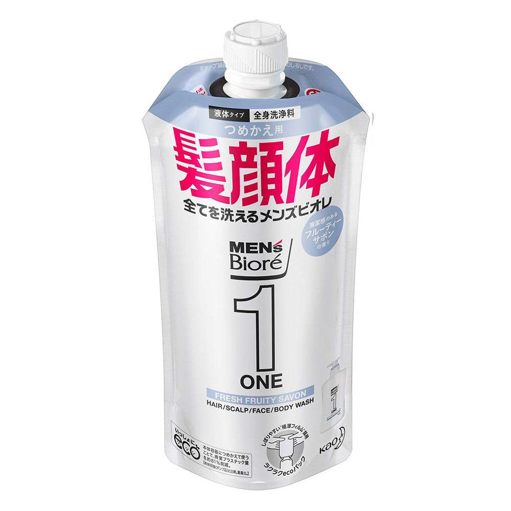 Biore Mens ONE All in One Whole Body Wash - 340ml - Fruity Savon - Refill - Harajuku Culture Japan - Japanease Products Store Beauty and Stationery