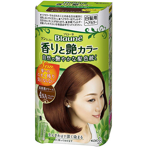 Kao Blaune Fragrance and Gloss Hair Color Cream - 4 Na Natural Brown - Harajuku Culture Japan - Japanease Products Store Beauty and Stationery