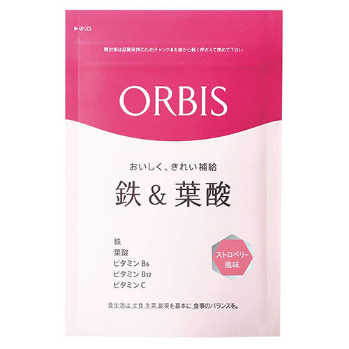 Orbis Supplement  Tablet Iron and Folic Acid (Strawberry Flavor) - 20-40days 40gain - Harajuku Culture Japan - Japanease Products Store Beauty and Stationery