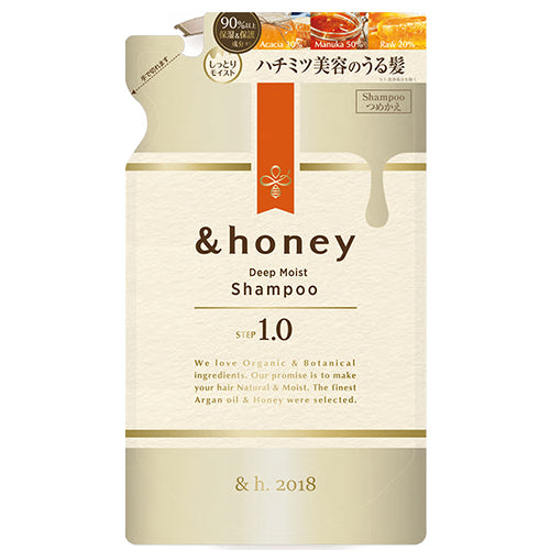 &honey Deep Moist Hair Shampoo Step1.0 (Moist Wash) Refill 350ml - Peony Honey Scent - Harajuku Culture Japan - Japanease Products Store Beauty and Stationery