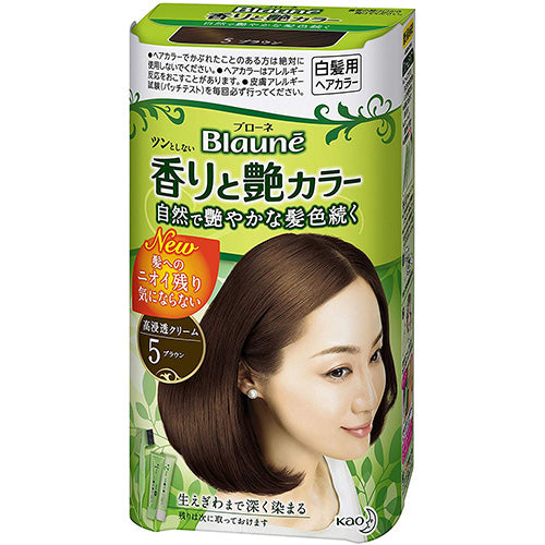 Kao Blaune Fragrance and Gloss Hair Color Cream - 5 Brown - Harajuku Culture Japan - Japanease Products Store Beauty and Stationery