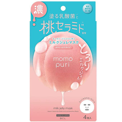 Momopuri Peach Moisture Milk Jelly Facial Sheet Mask - 4 Sheets - Harajuku Culture Japan - Japanease Products Store Beauty and Stationery