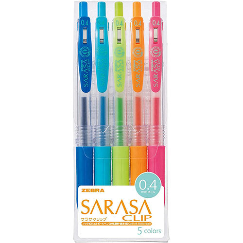 Zebra Sarasa Clip Gel Ballpoint Pen 0.4mm - 5 Clor Set - Harajuku Culture Japan - Japanease Products Store Beauty and Stationery