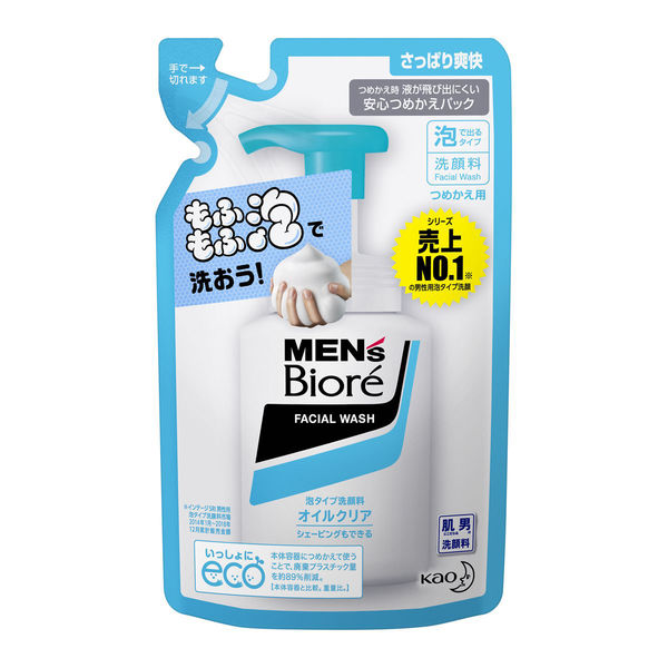 Biore Mens Facial Wash Refill 130ml - Oil Clear Bubble Type - Harajuku Culture Japan - Japanease Products Store Beauty and Stationery