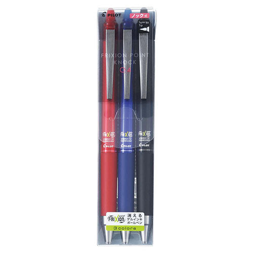 Pilot Ballpoint Pen Frixion Point Knock - 0.4mm - 3 Color Set - Harajuku Culture Japan - Japanease Products Store Beauty and Stationery