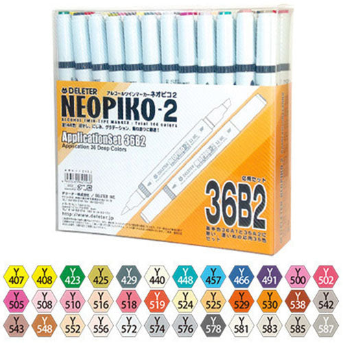 Deleter Alcohol Marker Neopiko-2 - Application Set 36B2 - Harajuku Culture Japan - Japanease Products Store Beauty and Stationery