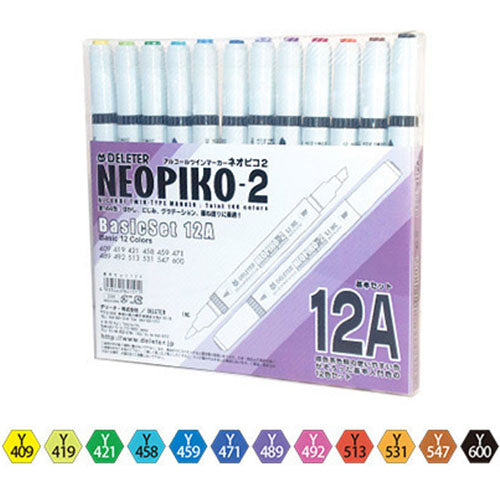 Deleter Alcohol Marker Neopiko-2 - Standard Set 12A - Harajuku Culture Japan - Japanease Products Store Beauty and Stationery