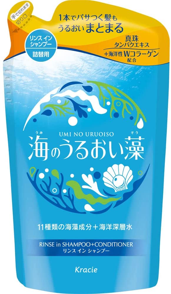Kracie Umino Uruoisou Moisture Care Rinse In Shampoo - 380ml - Refill - Harajuku Culture Japan - Japanease Products Store Beauty and Stationery