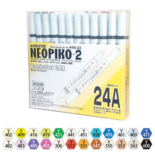Deleter Alcohol Marker Neopiko-2 - Standard Set 24A - Harajuku Culture Japan - Japanease Products Store Beauty and Stationery